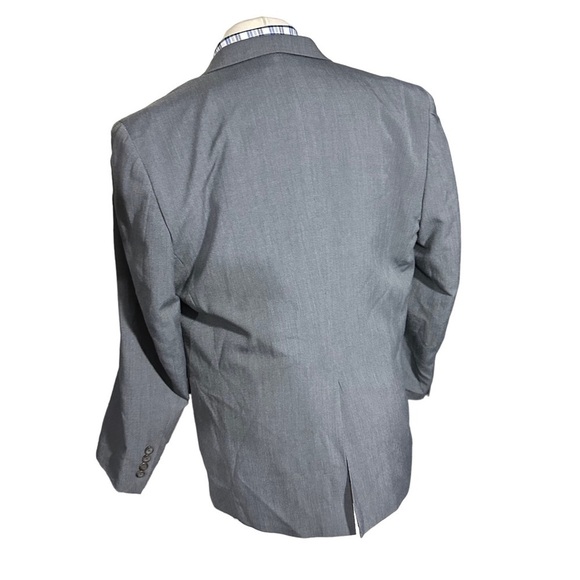 Van Heusen Men Light Grey Crosshatch Pattern 2 Button Suit Jacket Sz 44R EUC - Picture 3 of 12